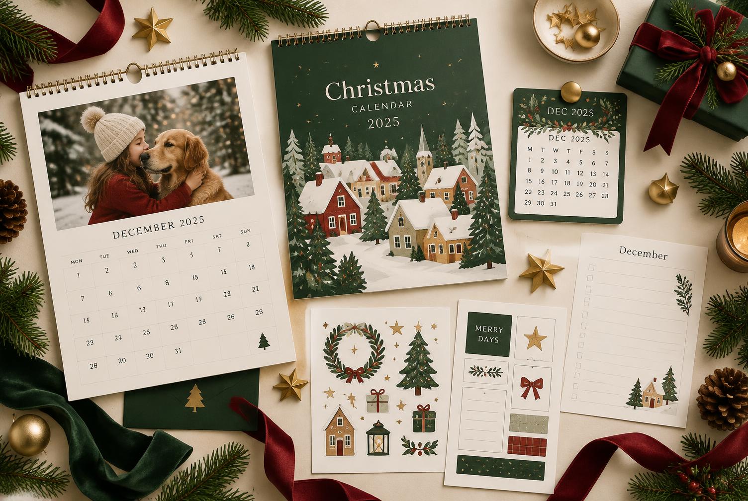 Modelos de calendarios navideños incluidos